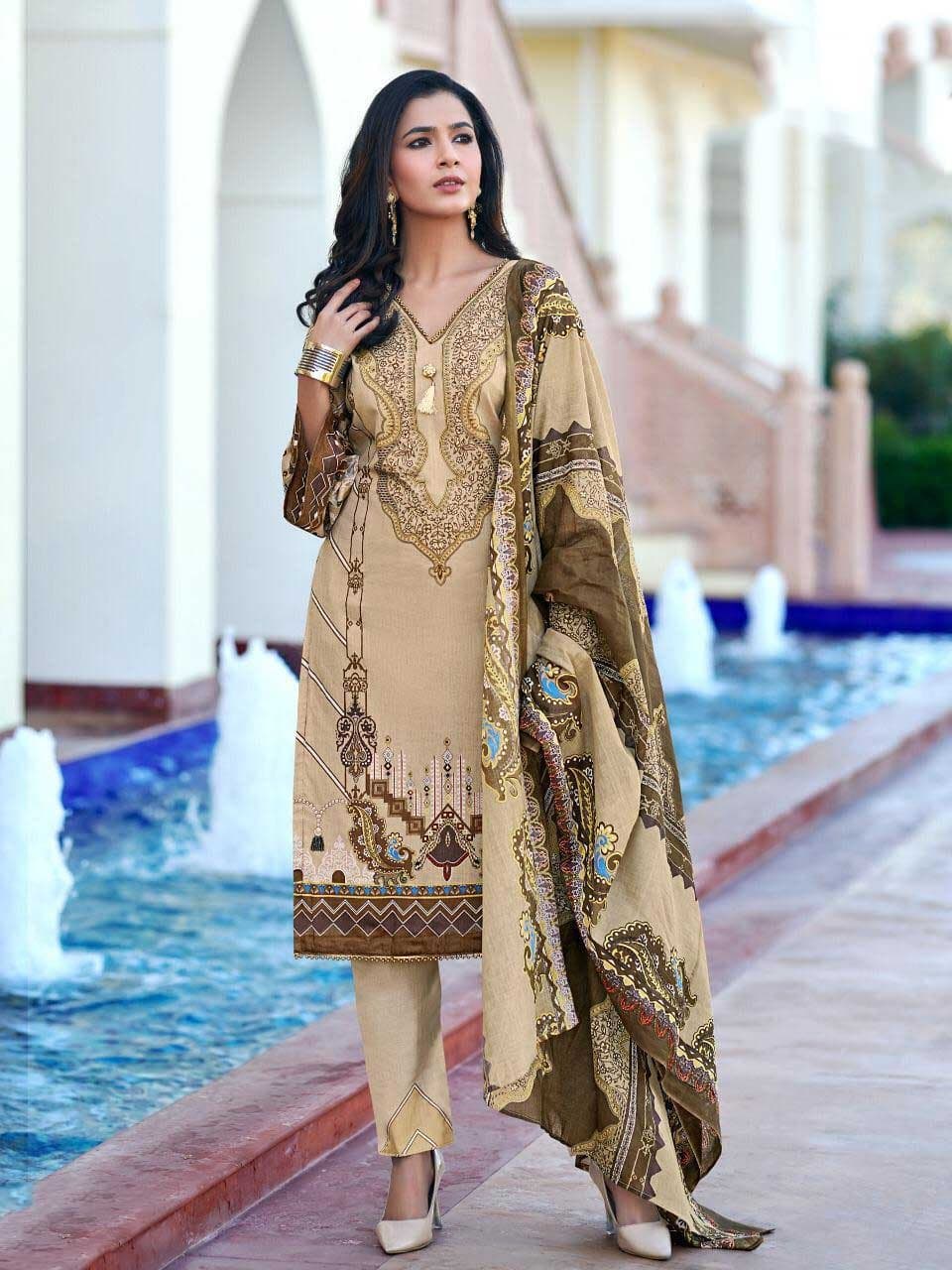 Zara Brown Printed Lawn