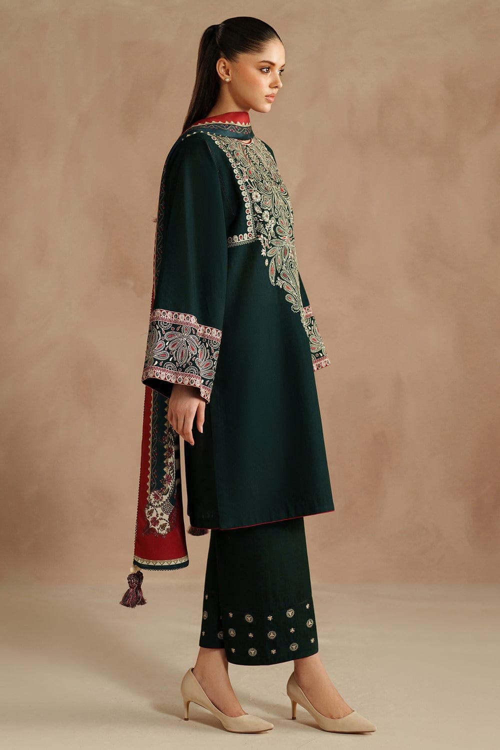 Pakistani women's festive chiffon suit - DINAR EMBROIDERY 3PC