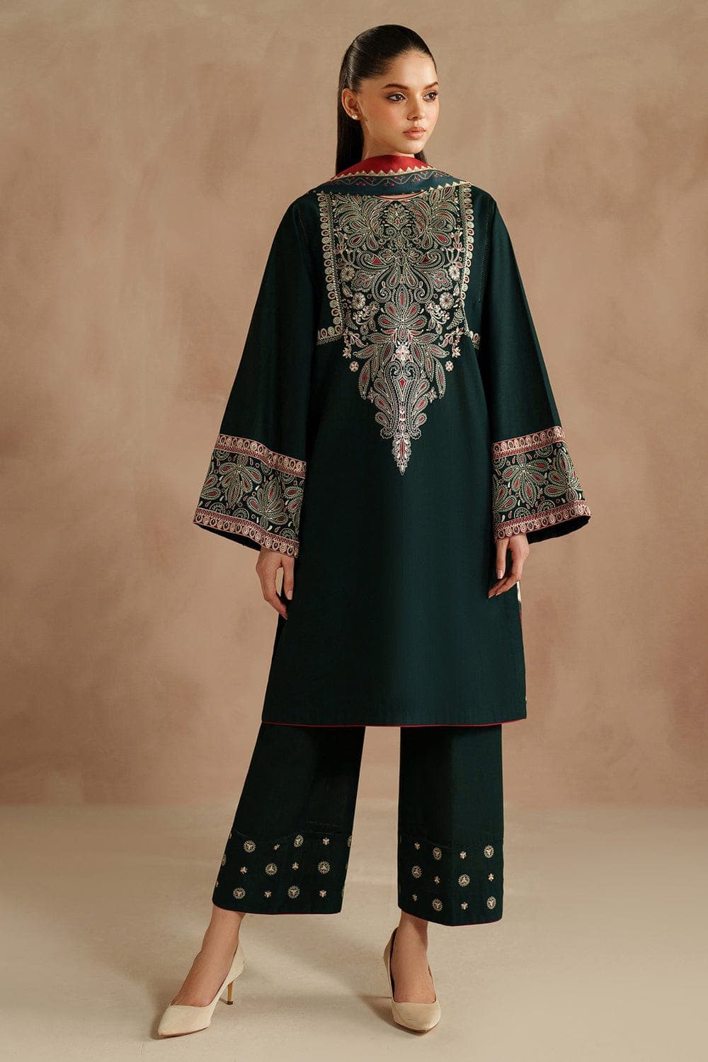 Pakistani women's festive chiffon suit - DINAR EMBROIDERY 3PC